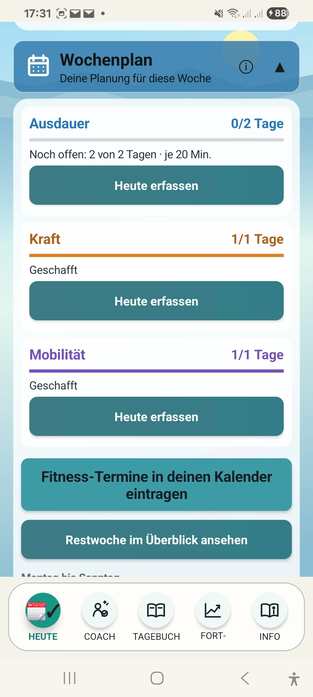 Originalansicht: Mein Wochenplan