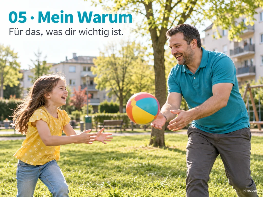 Vater und Tochter spielen im Park mit einem Ball.