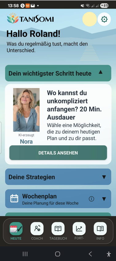 Originalansicht HEUTE: Nora und ein konkreter nächster Schritt für den Alltag